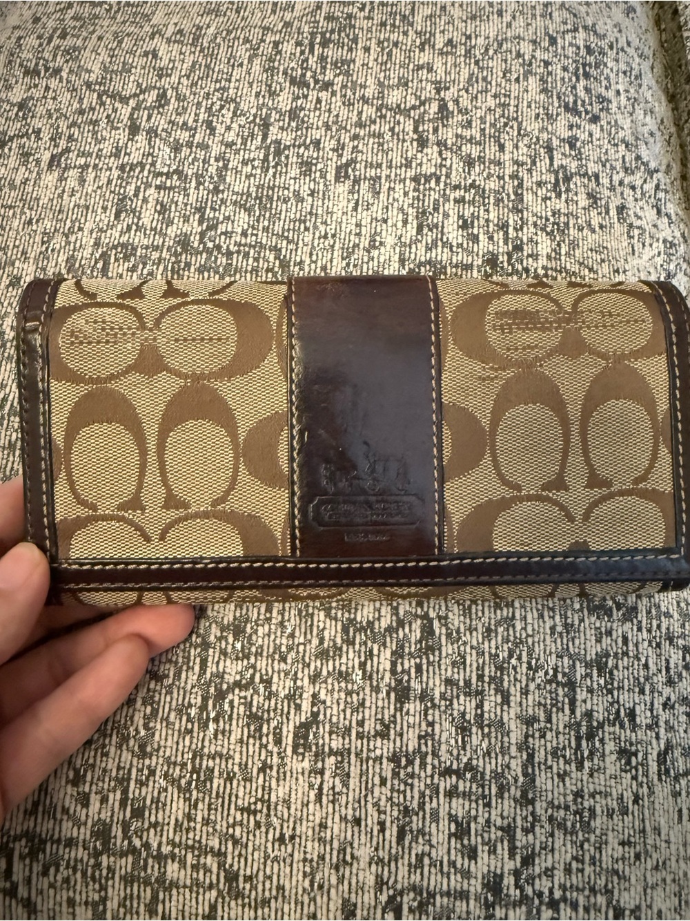 Coach Tan/Brown Signature Jacquard Bifold Wallet with Leather Band - Picture 2 of 7